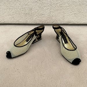 Vintage Gold Mesh  Open Toe Heels